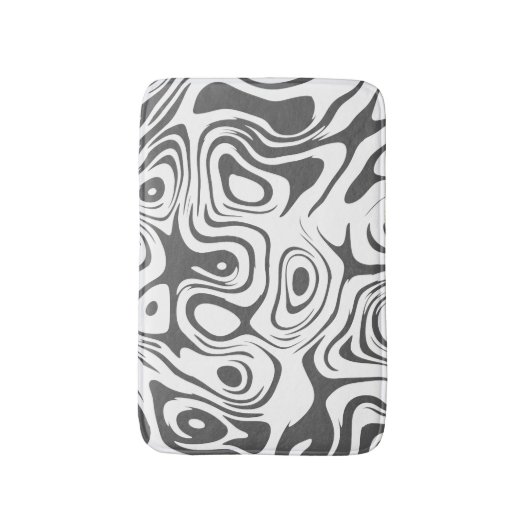 Grey and White Abstract Swirly Pattern バスマット (正面縦)