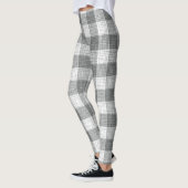 Grey and White Checkered Crosshatch Plaid  レギンス (左)