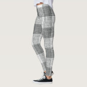 Grey and White Checkered Crosshatch Plaid レギンス (左)
