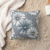 Grey and White Floral クッション (ブランケット)