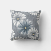 Grey and White Floral クッション (正面)