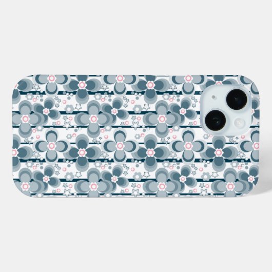 Grey and white floral pattern  gray Case-Mate iPhoneケース (裏面 (横))