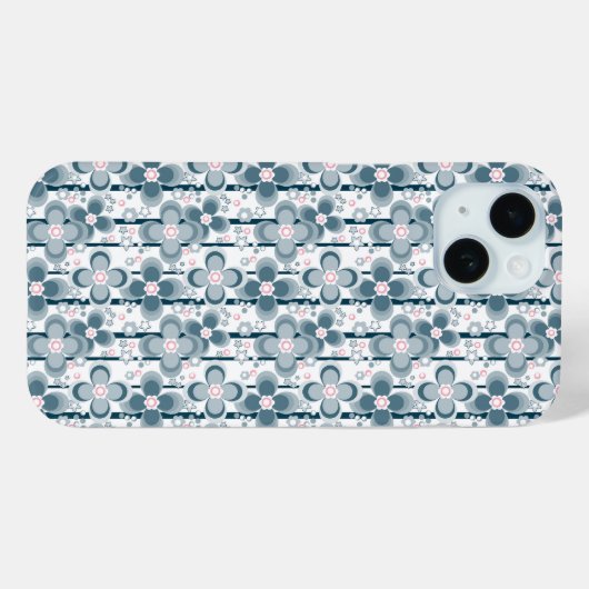 Grey and white floral pattern  gray Case-Mate iPhoneケース (裏面 (横))