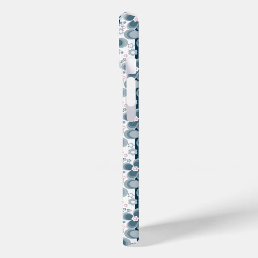 Grey and white floral pattern  gray Case-Mate iPhoneケース (裏面 / 左)