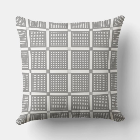 Grey and white geometric checkered pattern クッション (裏面)