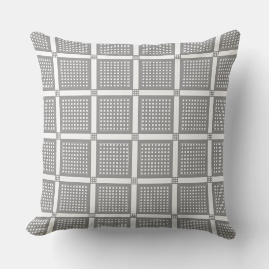 Grey and white geometric checkered pattern クッション (正面)