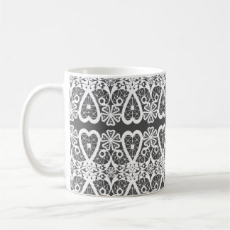 Grey and white lace pattern コーヒーマグカップ