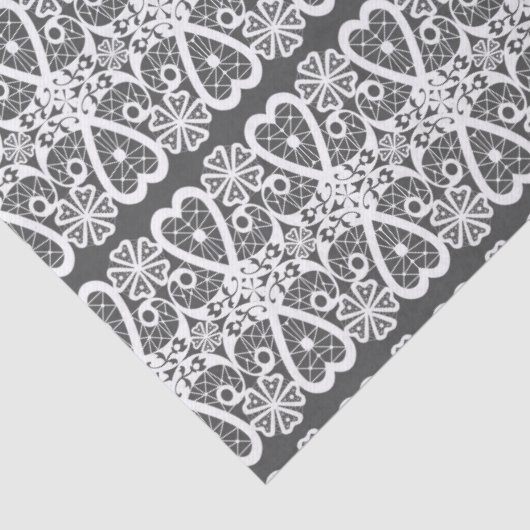 Grey and white lace pattern 薄葉紙 (詳細)