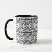 Grey and white lace pattern coffee mug マグカップ (左)