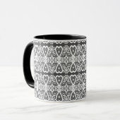 Grey and white lace pattern coffee mug マグカップ (正面左)