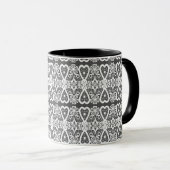 Grey and white lace pattern coffee mug マグカップ (正面右)