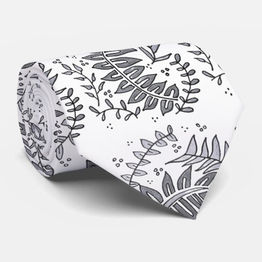 Grey and White Patterned Necktie ネクタイ (ロール)