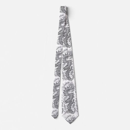 Grey and White Patterned Necktie ネクタイ (裏面)