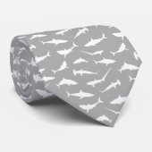 Grey and White Shark Pattern ネクタイ (ロール)
