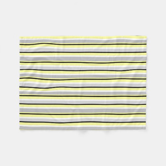 Grey and Yellow Stripes フリースブランケット (正面(横))