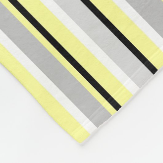 Grey and Yellow Stripes フリースブランケット (角)