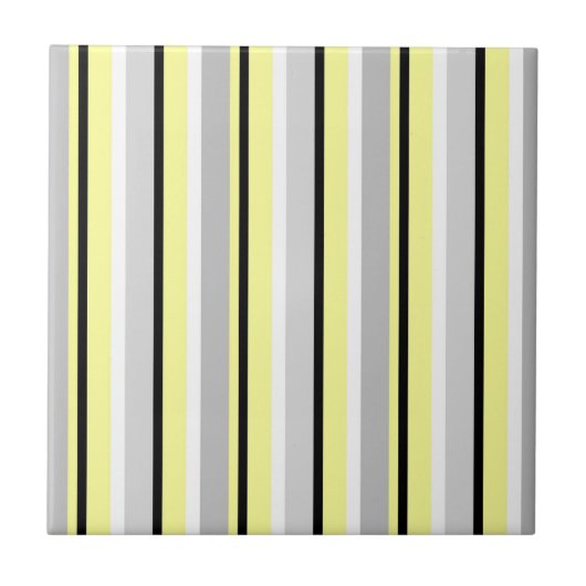 Grey and Yellow Stylish Striped タイル (正面)