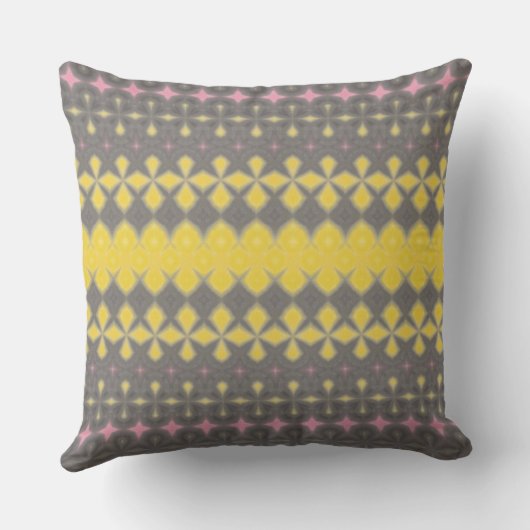 Grey and yellow Throw Pillow クッション (裏面)
