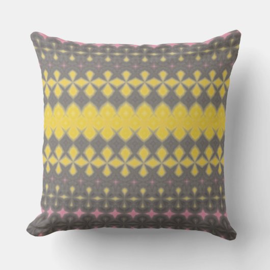 Grey and yellow Throw Pillow クッション (正面)