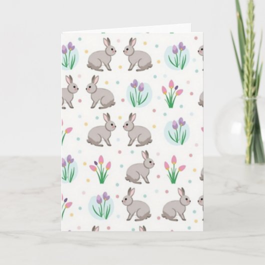 Grey Animal Pattern Spring Card カード (正面)