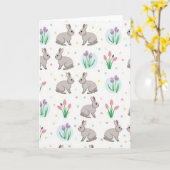 Grey Animal Pattern Spring Card カード (黄色い花)