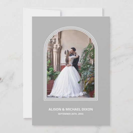 Grey Arch Custom Photo Wedding Reception 招待状 (正面)
