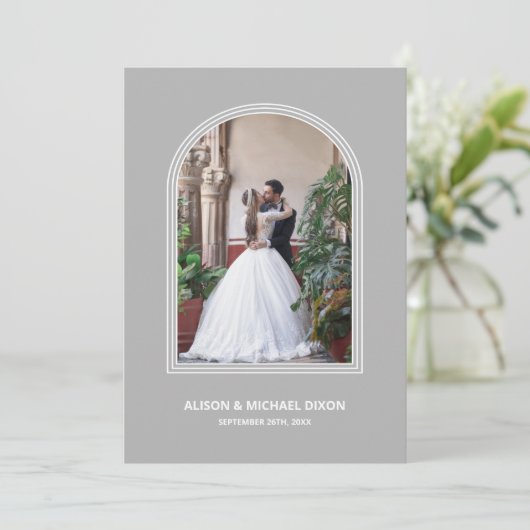 Grey Arch Custom Photo Wedding Reception 招待状 (スタンド正面)