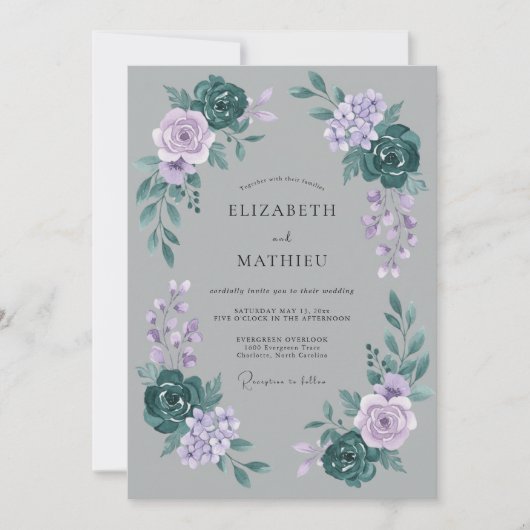 Grey Atmospheric Winter Wedding 招待状 (正面)