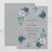 Grey Atmospheric Winter Wedding 招待状 (正面/裏面)