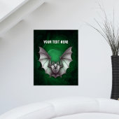 Grey Bat Wings Spread Spooky Green Cave Black ポスター
