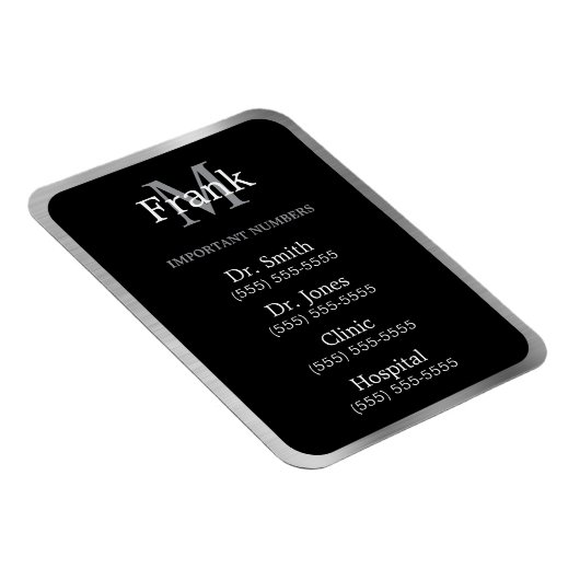 Grey Black and White Important Phone Numbers マグネット (右側)