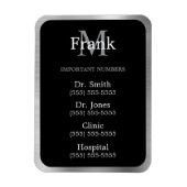Grey Black and White Important Phone Numbers マグネット (縦)