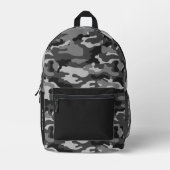 Grey Black Camoflauge Boys School プリントバックパック (正面)