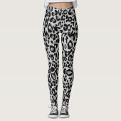 Grey Black Leopard Spots レギンス (正面)