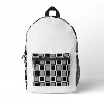 Grey & Black Modern Geometric Backpack .