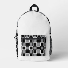 Grey & Black Modern Geometric Backpack . プリントバックパック