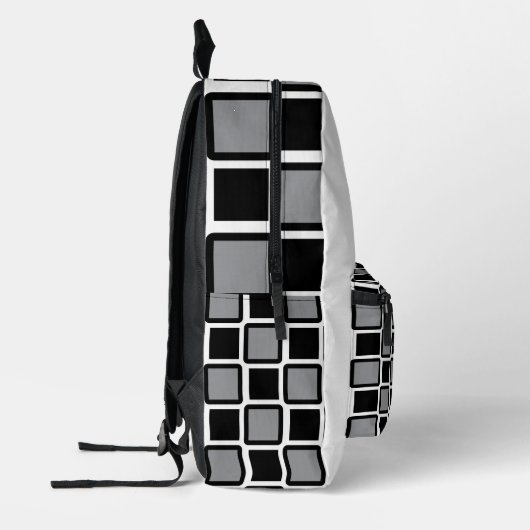 Grey & Black Modern Geometric Backpack . プリントバックパック (左)