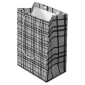 Grey black pattern minimalist gift bag ミディアムペーパーバッグ (正面アングル)