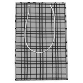Grey black pattern minimalist gift bag ミディアムペーパーバッグ (正面)