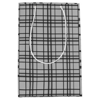 Grey black pattern minimalist gift bag ミディアムペーパーバッグ