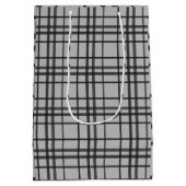 Grey black pattern minimalist gift bag ミディアムペーパーバッグ (裏面)