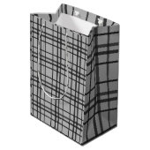 Grey black pattern minimalist gift bag ミディアムペーパーバッグ (裏面アングル)