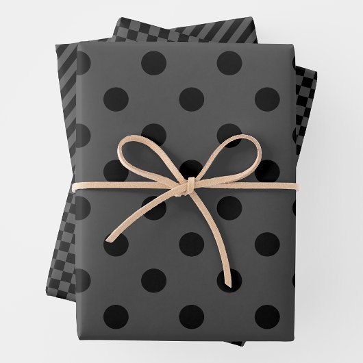 Grey & Black Wrapping Paper Sheets ラッピングペーパーシート