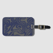 Grey Blue Abstract Liquid Pattern Personalised ラゲッジタグ (正面横)