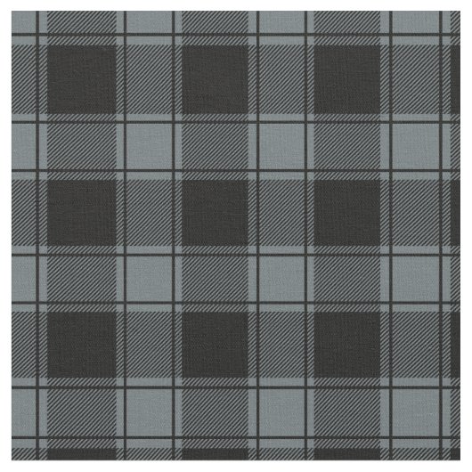 Grey Blue & Black Buffalo Plaid ファブリック (クローズアップ)