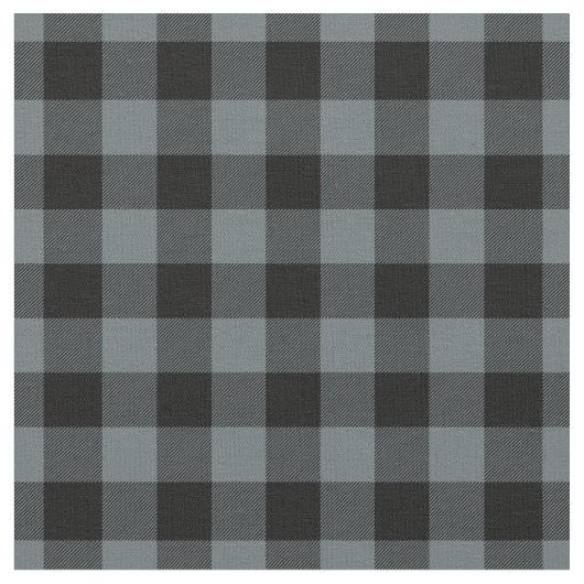 Grey Blue & Black Plaid Gingham ファブリック (クローズアップ)