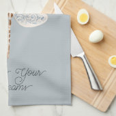 Grey Blue Bronze White Dragonfly キッチンタオル (四つ折り)