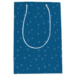 Grey Blue Golf Ball  / Flag Pattern Gift Bag ミディアムペーパーバッグ