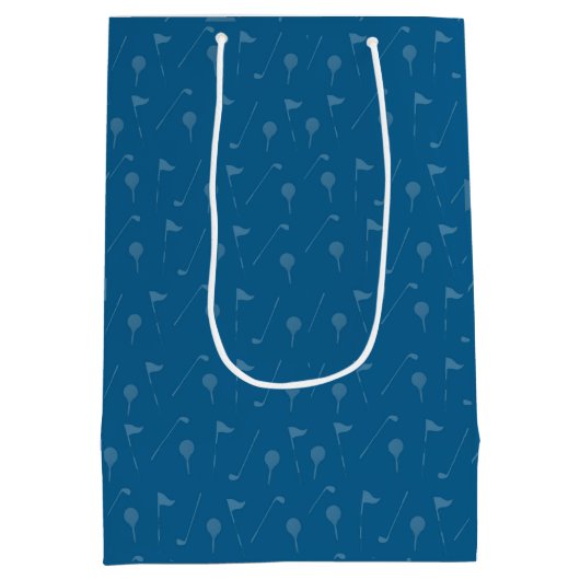 Grey Blue Golf Ball  / Flag Pattern Gift Bag ミディアムペーパーバッグ (裏面)