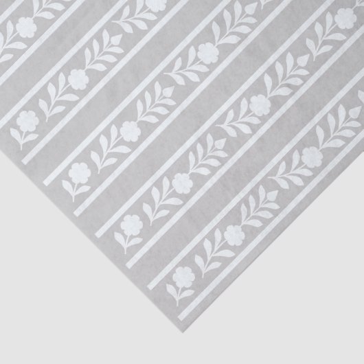 Grey Bone Inlay Floral Border Decoupage Paper 薄葉紙 (詳細)